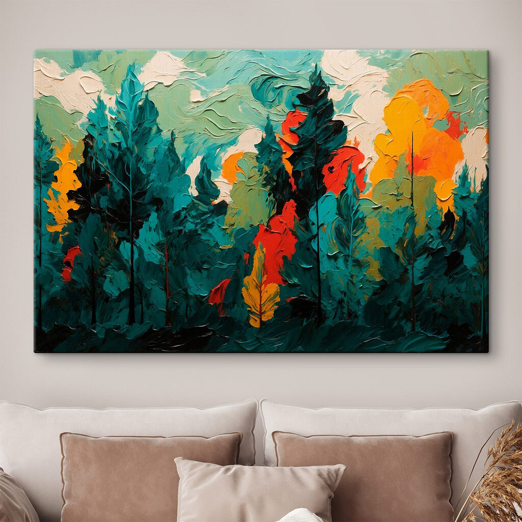 Painting of trees and sun Painting of trees and sun
