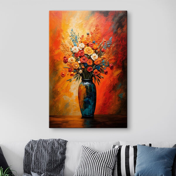 Painting of flowers in a vase Painting of flowers in a vase