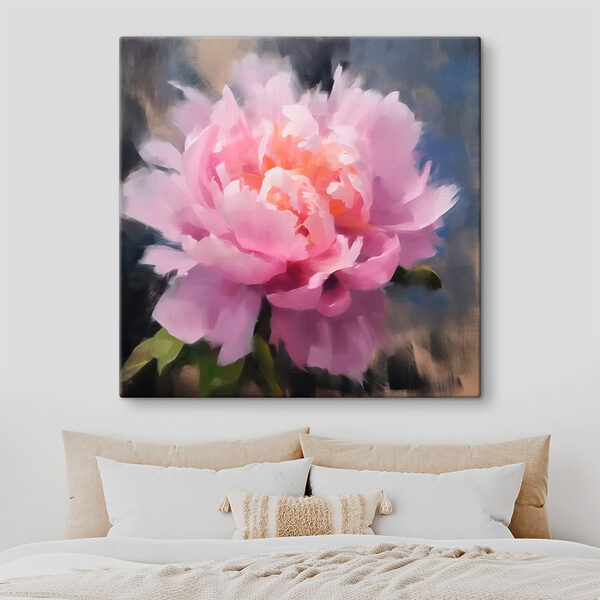 Quadri Quadri Fiore rosa con foglie verdi (COD: s43216)