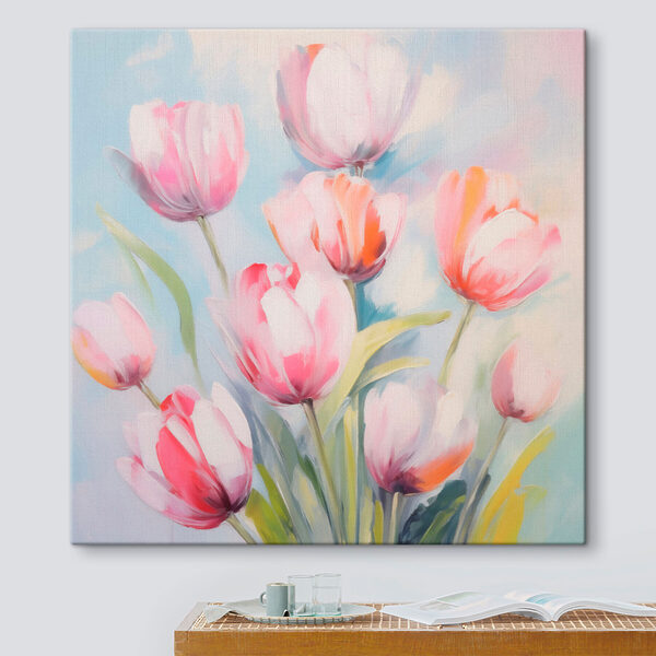 Quadri Dipinto di tulipani rosa e bianchi (COD: s43477) Quadri Quadri Dipinto di tulipani rosa e bianchi (COD: s43477)