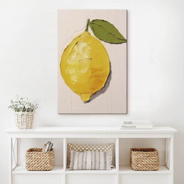 Limone con delle foglie dipinte sopra Quadri Limone con delle foglie dipinte sopra
