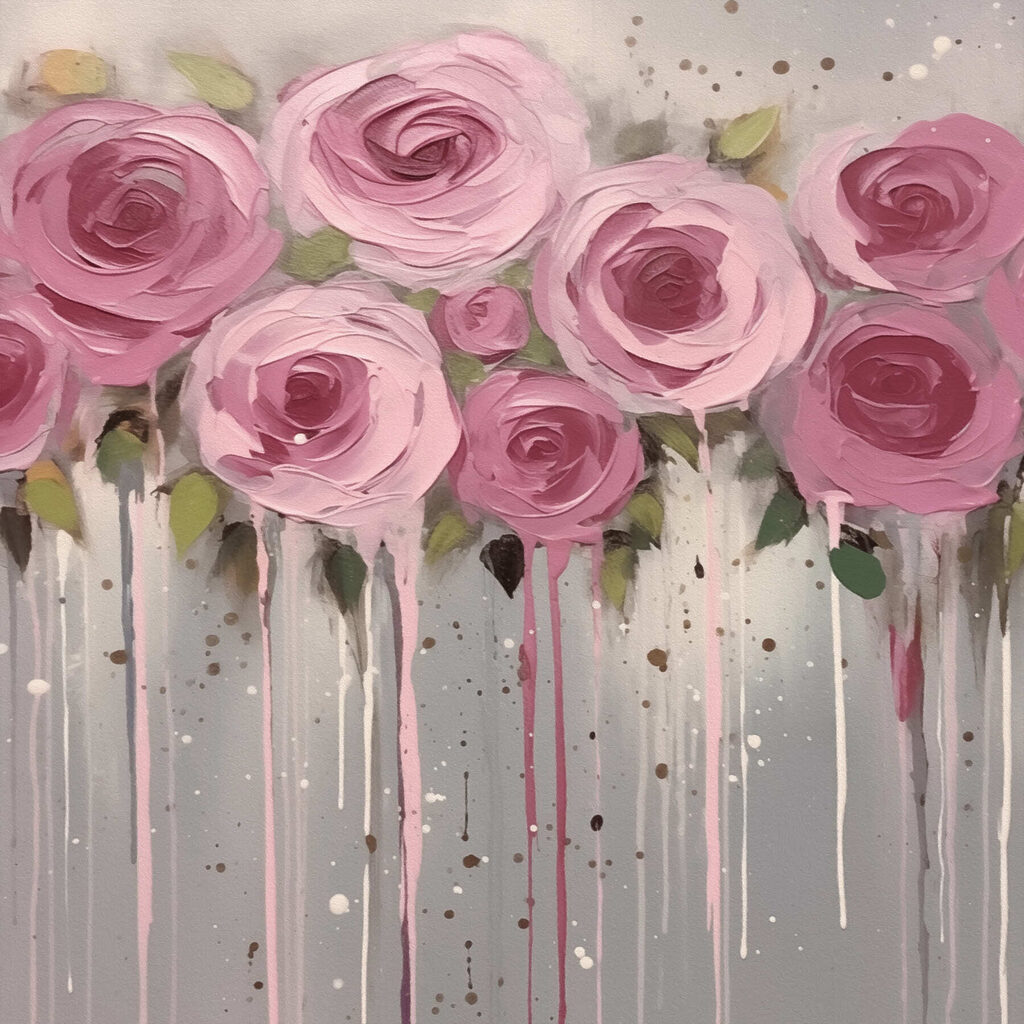 Painting of pink flowers Painting of pink flowers