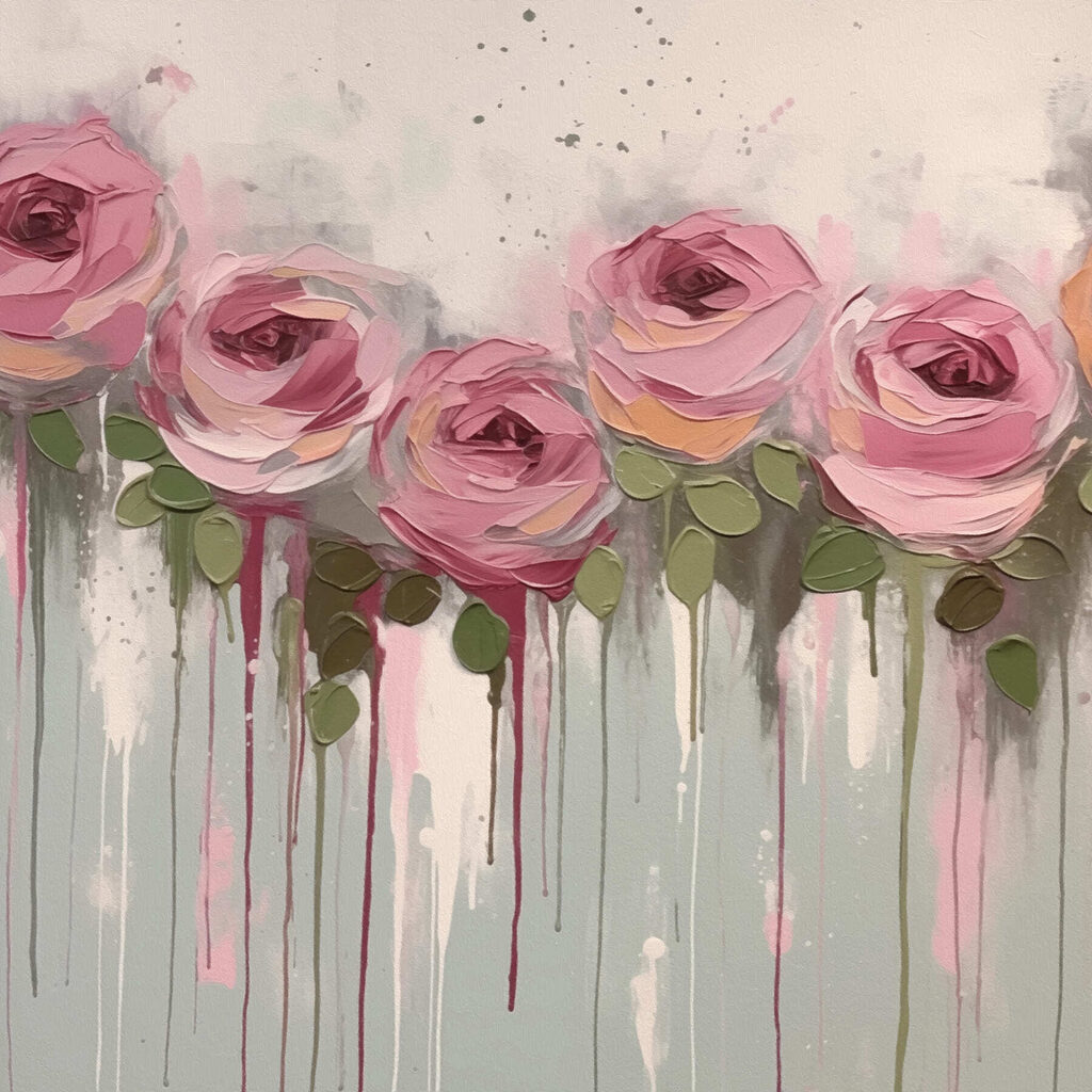 Painting of pink roses Painting of pink roses