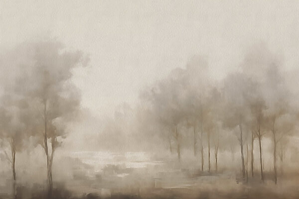 Paesaggio nebbioso con alberi Paesaggio nebbioso con alberi