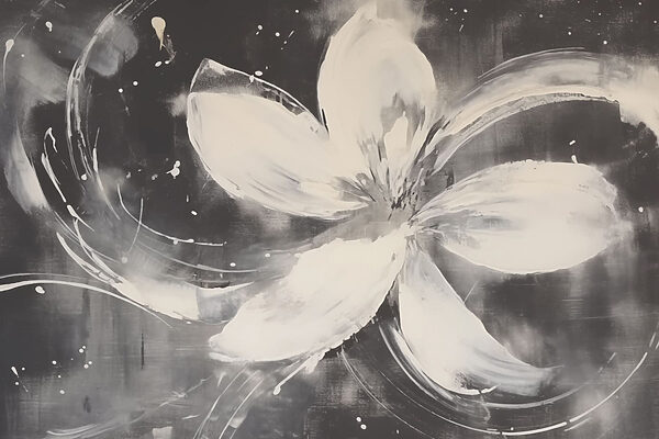 White flower on a black background White flower on a black background