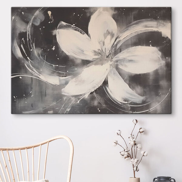 Quadri Quadri Fiore bianco su sfondo nero (COD: s43222)