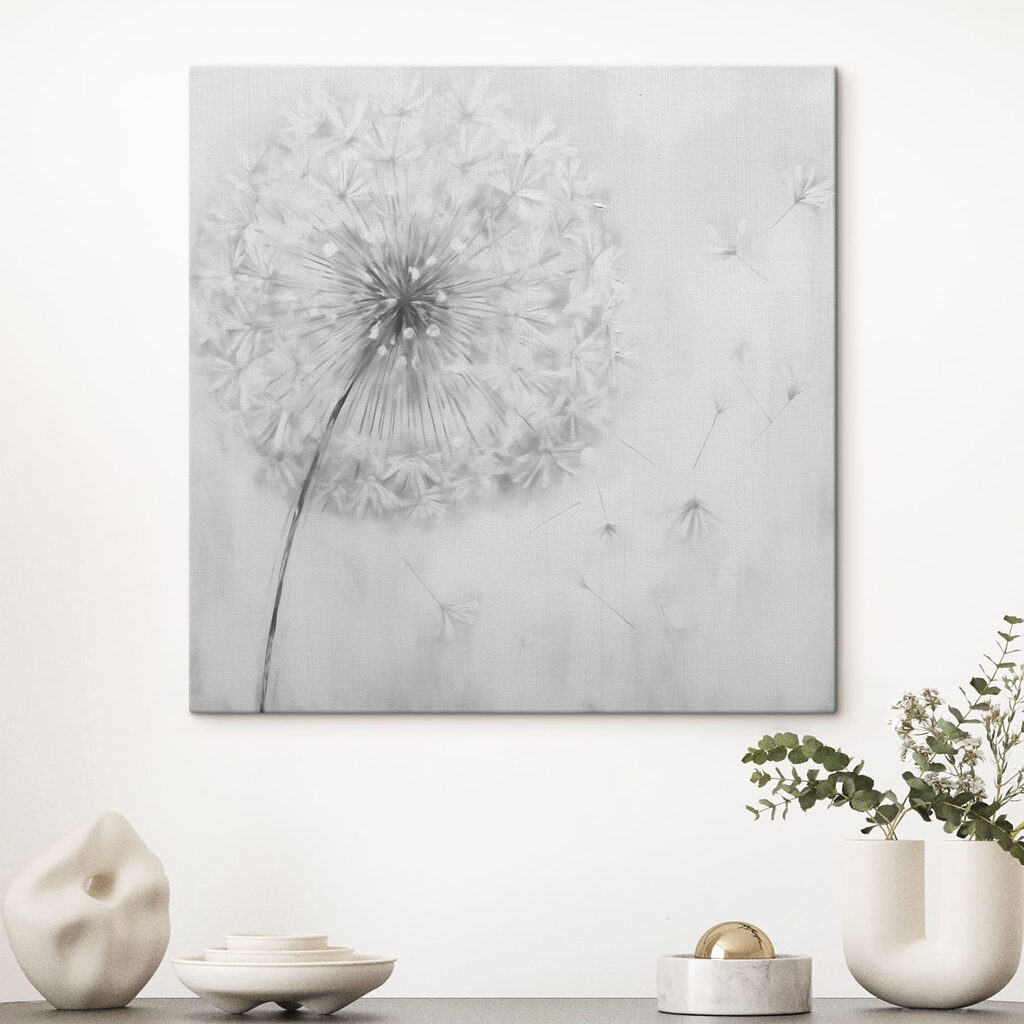 Dandelion flower with seeds flying in the air Dandelion flower with seeds flying in the air