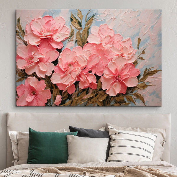 Quadri Dipinto di fiori rosa (COD: s43453) Quadri Quadri Dipinto di fiori rosa (COD: s43453)