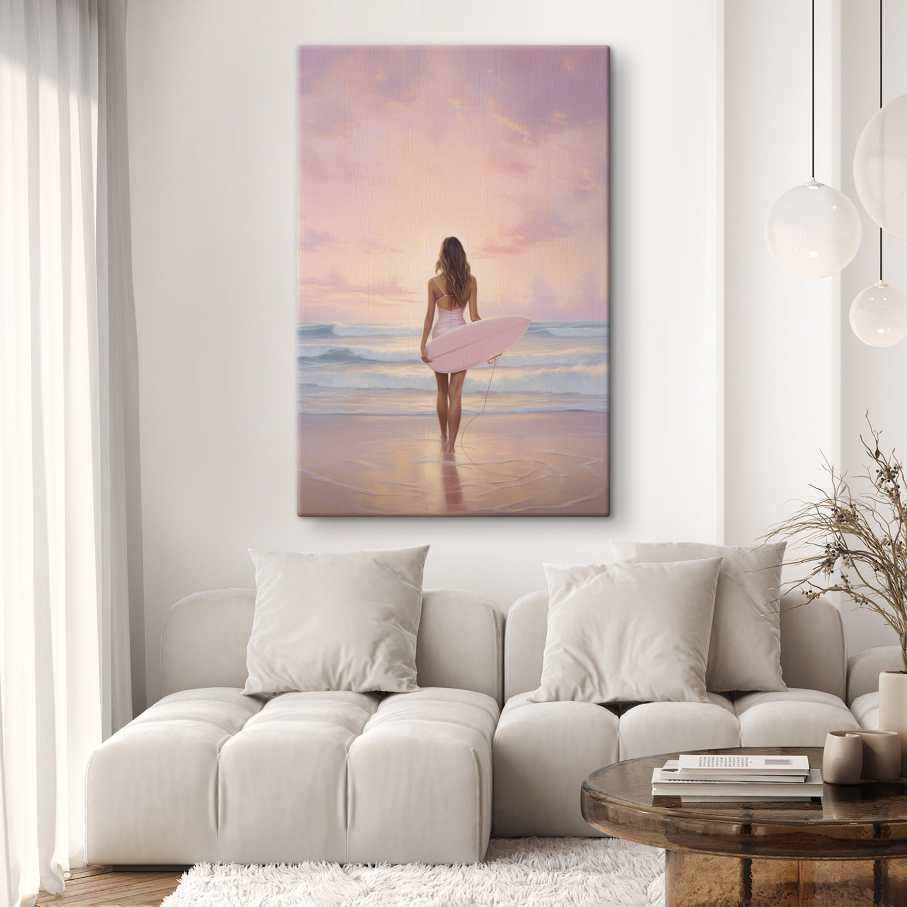 Woman in a swimsuit holding a surfboard on a beach Woman in a swimsuit holding a surfboard on a beach