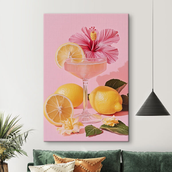 Glass with a drink and lemons