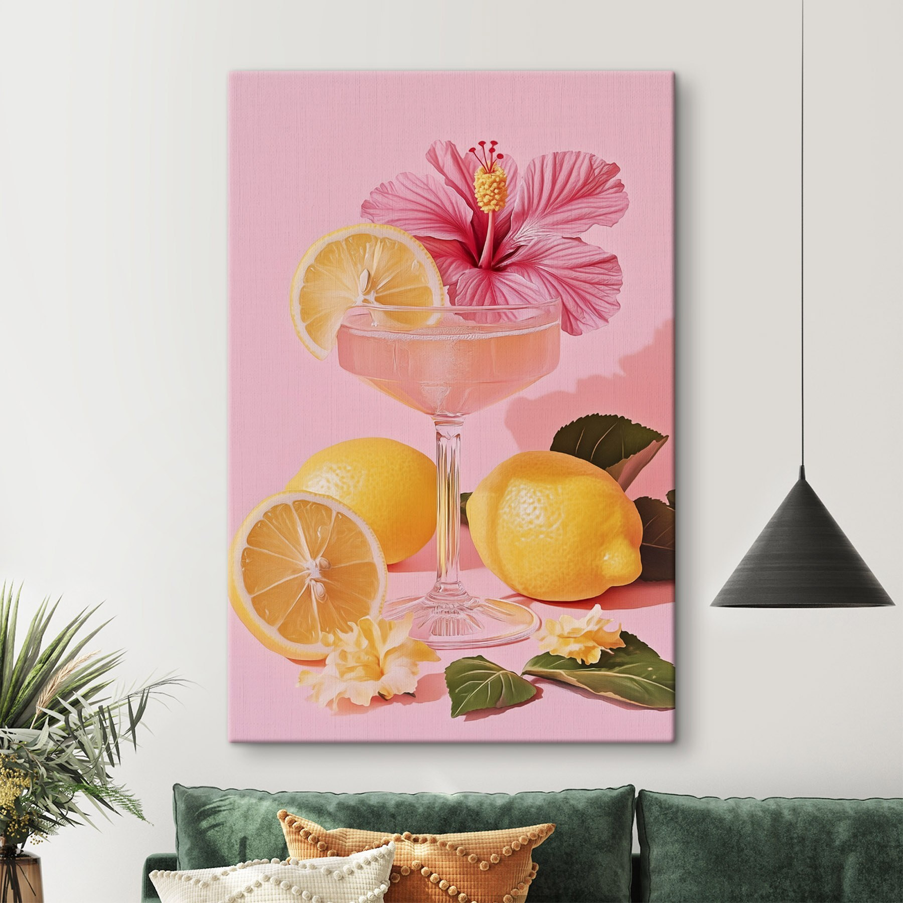 Glass with a drink and lemons