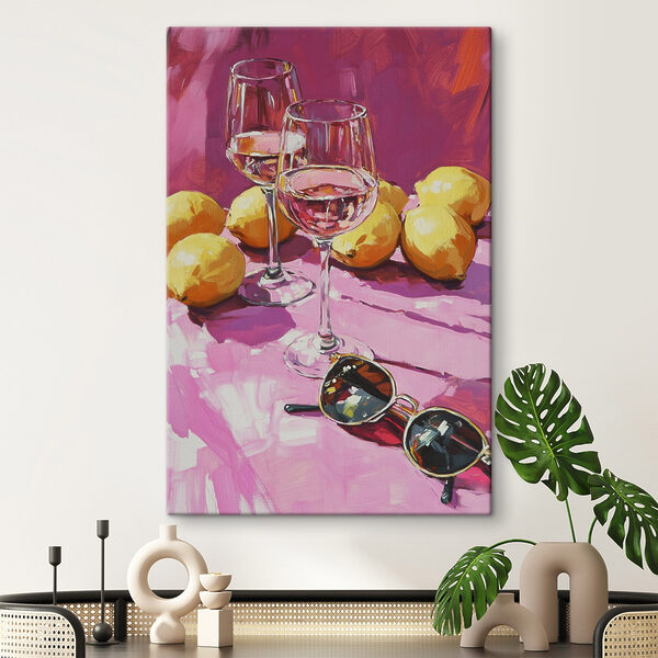 Quadri Quadri Dipinto raffigurante bicchieri da vino e limoni (COD: s43884)