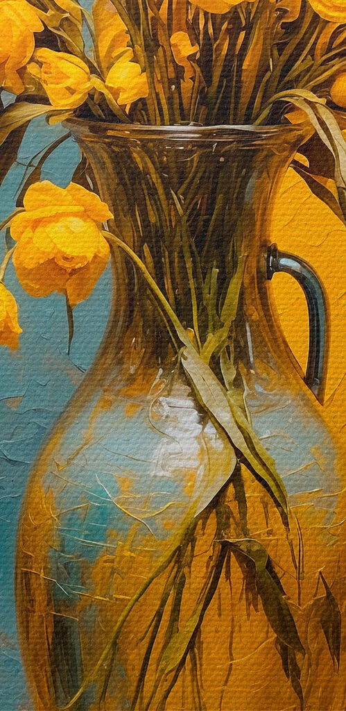 Vase of yellow flowers