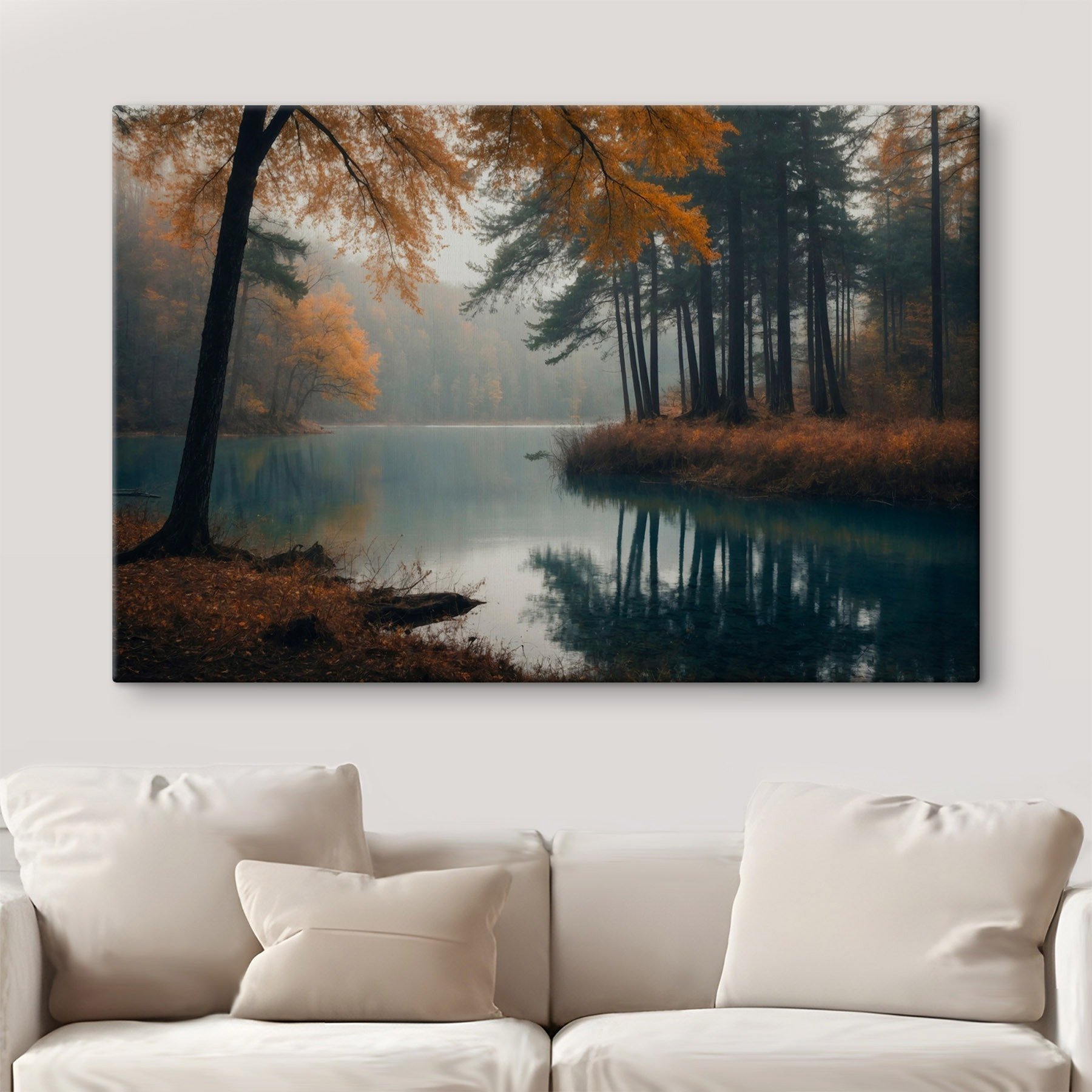 Body of water with trees and grass