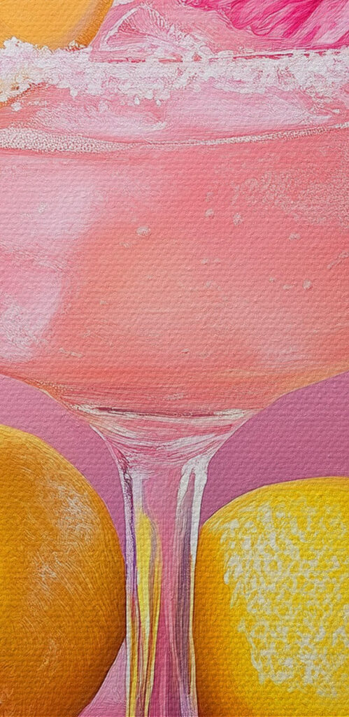 Glass with pink drink and lemons Glass with pink drink and lemons