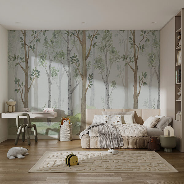 Pittura ad acquerello di alberi ed erba Pittura ad acquerello di alberi ed erba