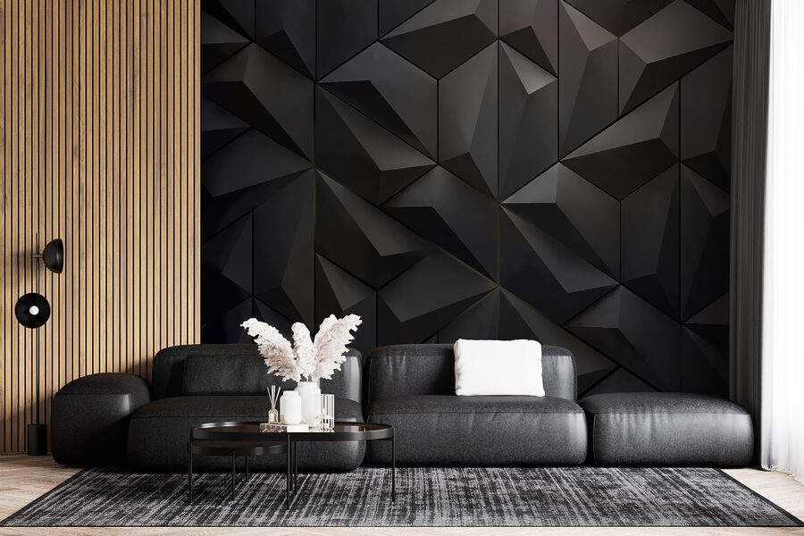Parete nera con molti triangoli Parete nera con molti triangoli
