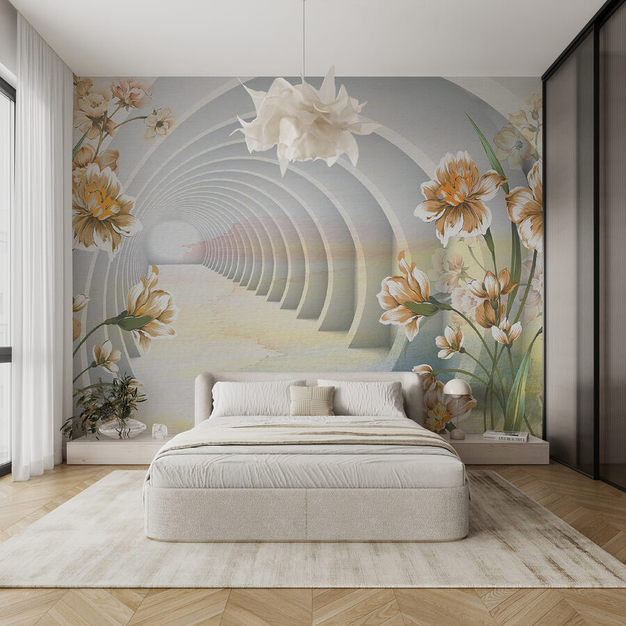 Carta da parati Carta da parati con fiori e tunnel - immagine 3