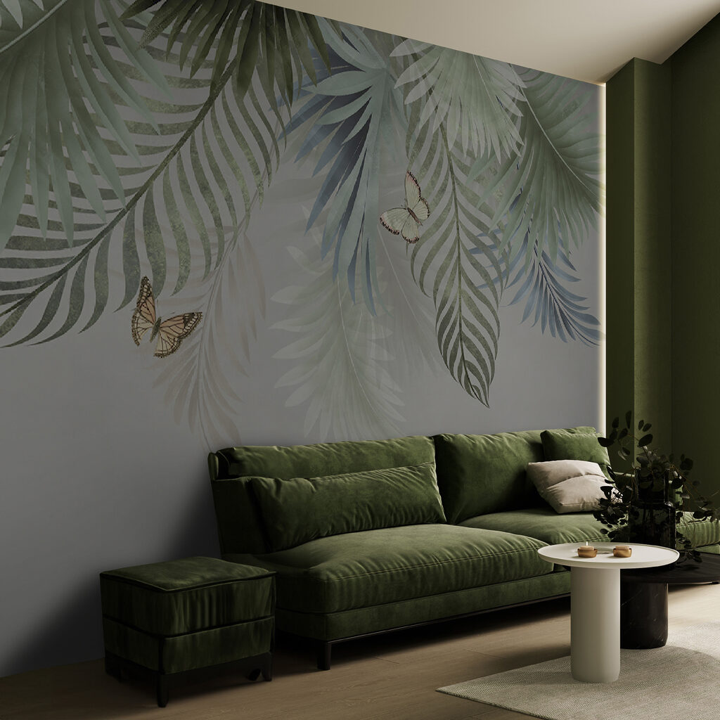 Group of butterflies on leaves