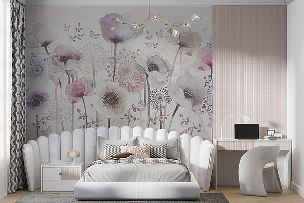 Painting of flowers and butterflies