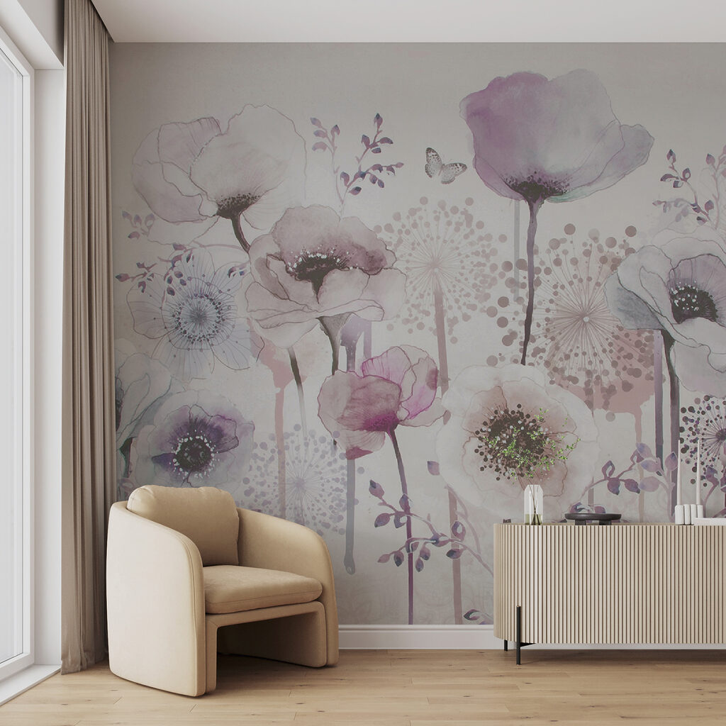 Painting of flowers and butterflies