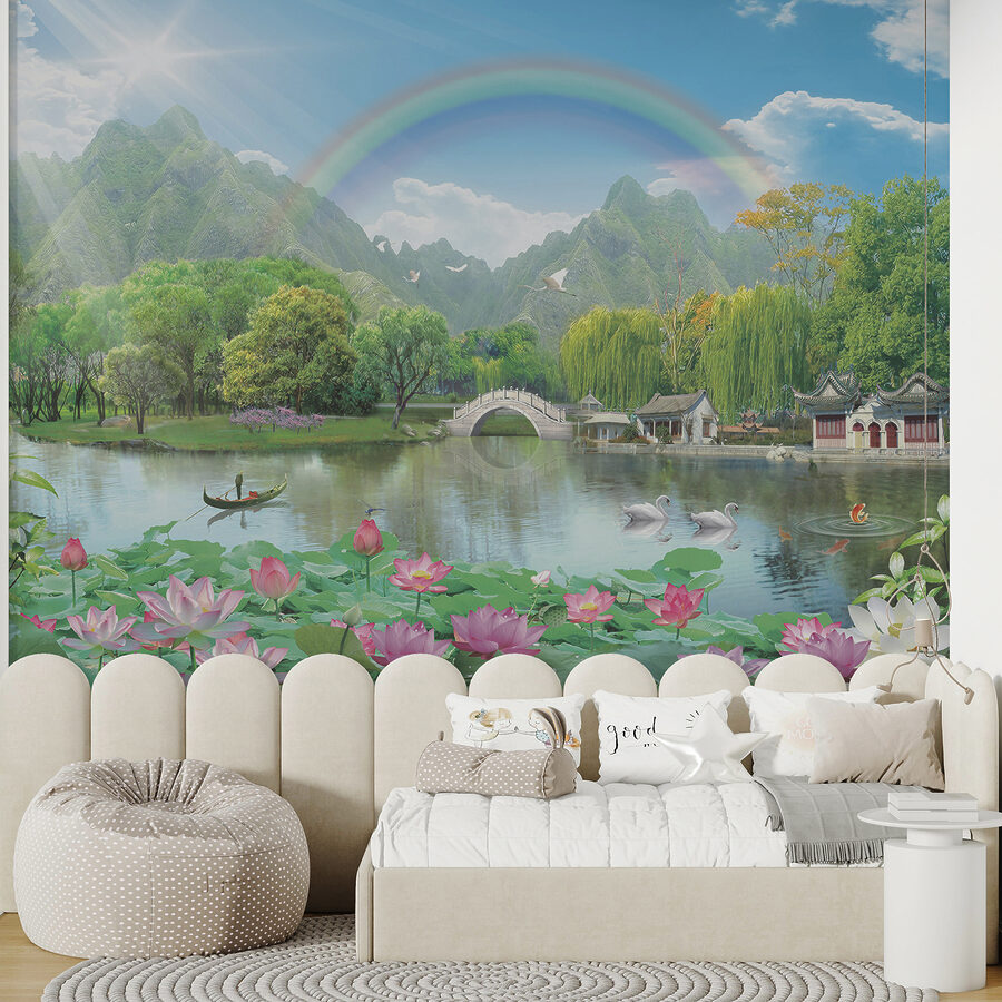 Arcobaleno su un lago