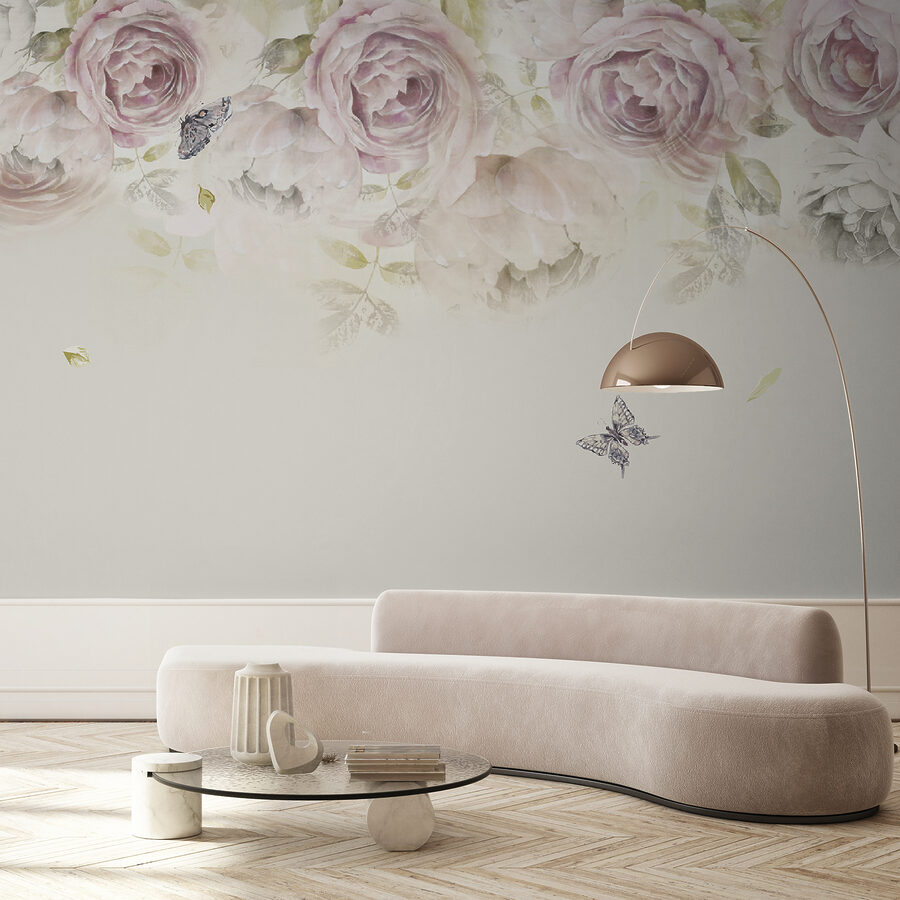 Rose rosa e farfalle