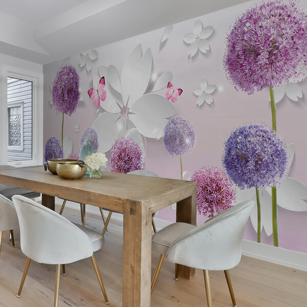 Fiori viola e farfalle Fiori viola e farfalle