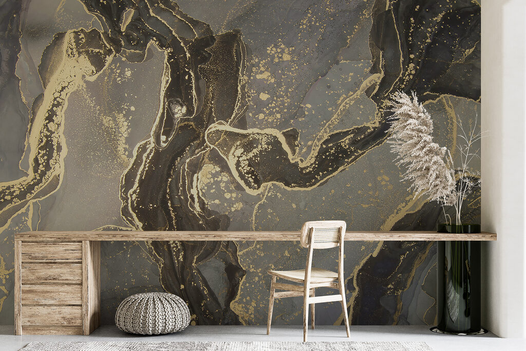 Elegant marbled black and metallic swirls Elegant marbled black and metallic swirls