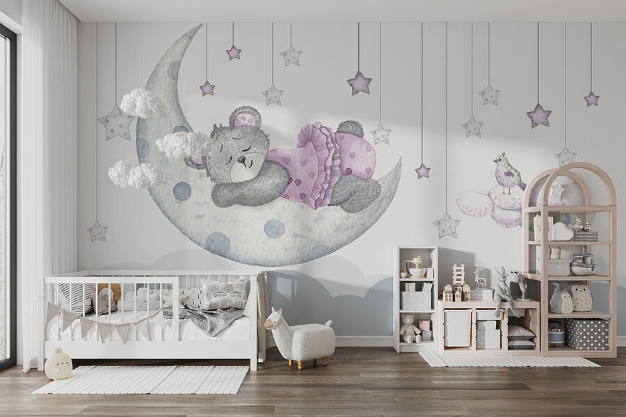Carta da parati Orsetto che dorme sulla luna - immagine 10