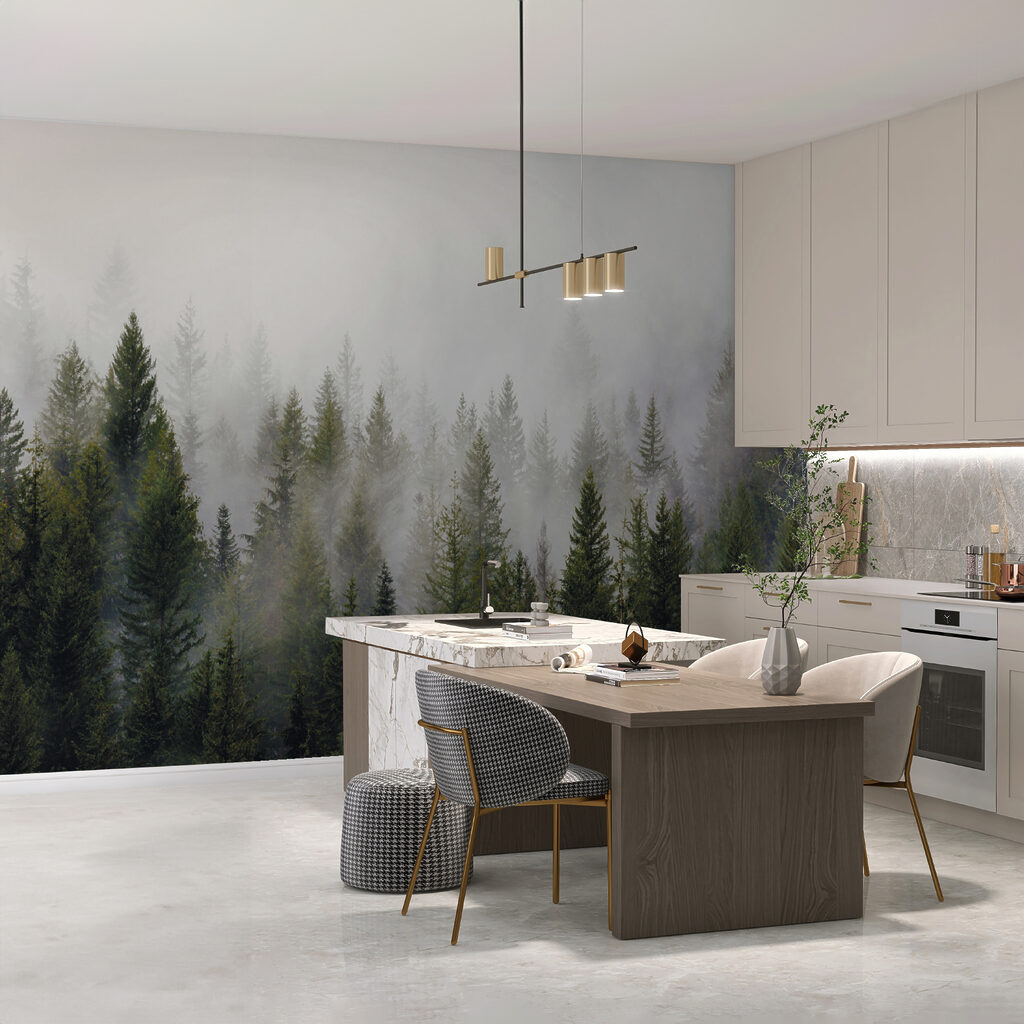 Group of trees in the fog