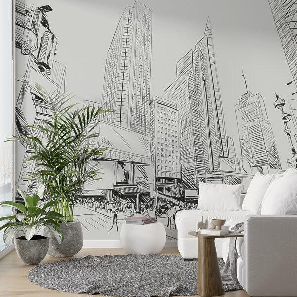 Disegno di una città con edifici alti Disegno di una città con edifici alti
