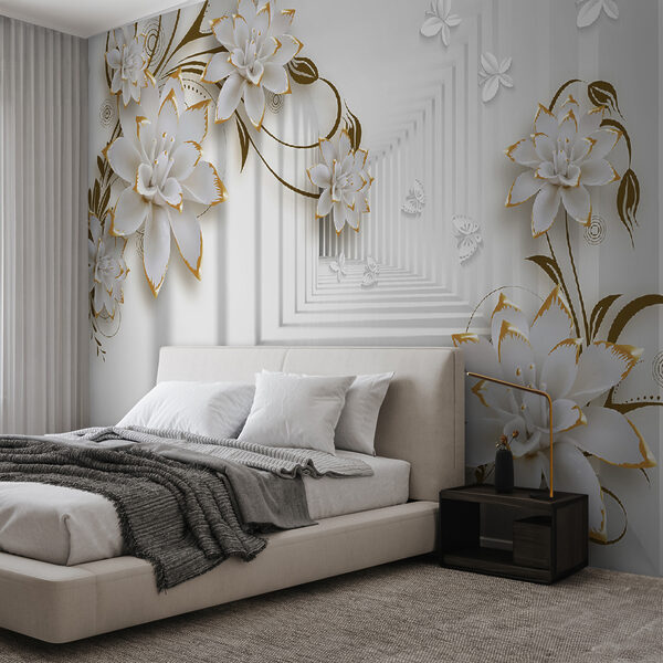 Fiori bianchi e arancioni su sfondo bianco Fiori bianchi e arancioni su sfondo bianco