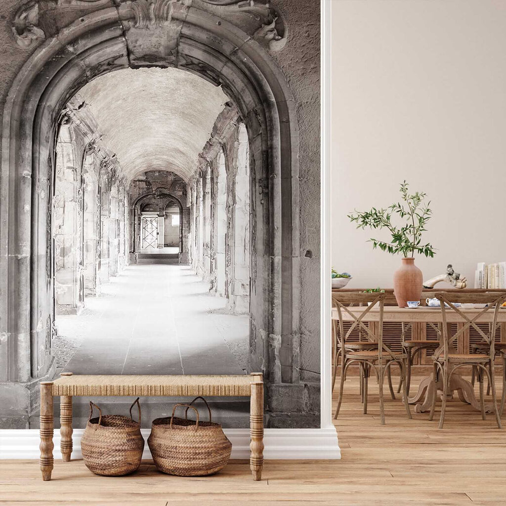 Stone archway with a stone wall Stone archway with a stone wall