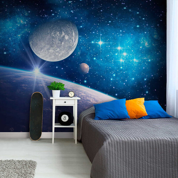 Pianeta e luna nello spazio Pianeta e luna nello spazio