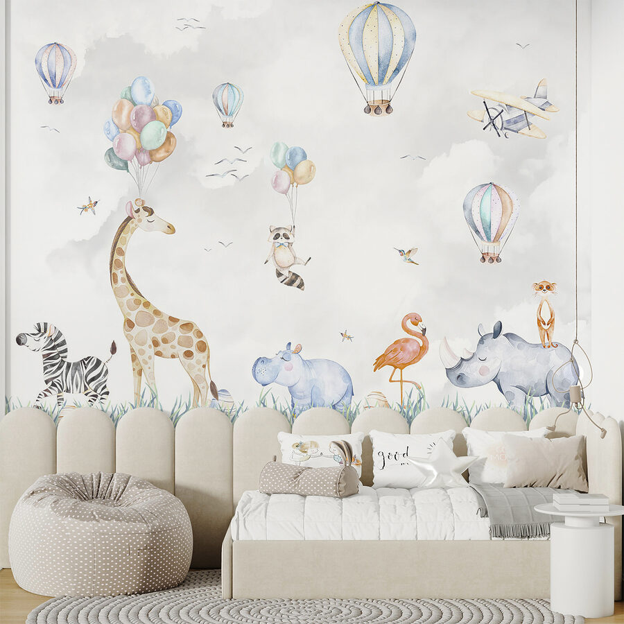 Murale di animali e palloncini