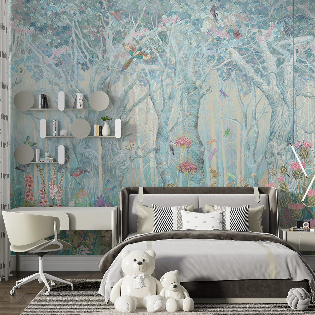 Painting of a deer in a forest