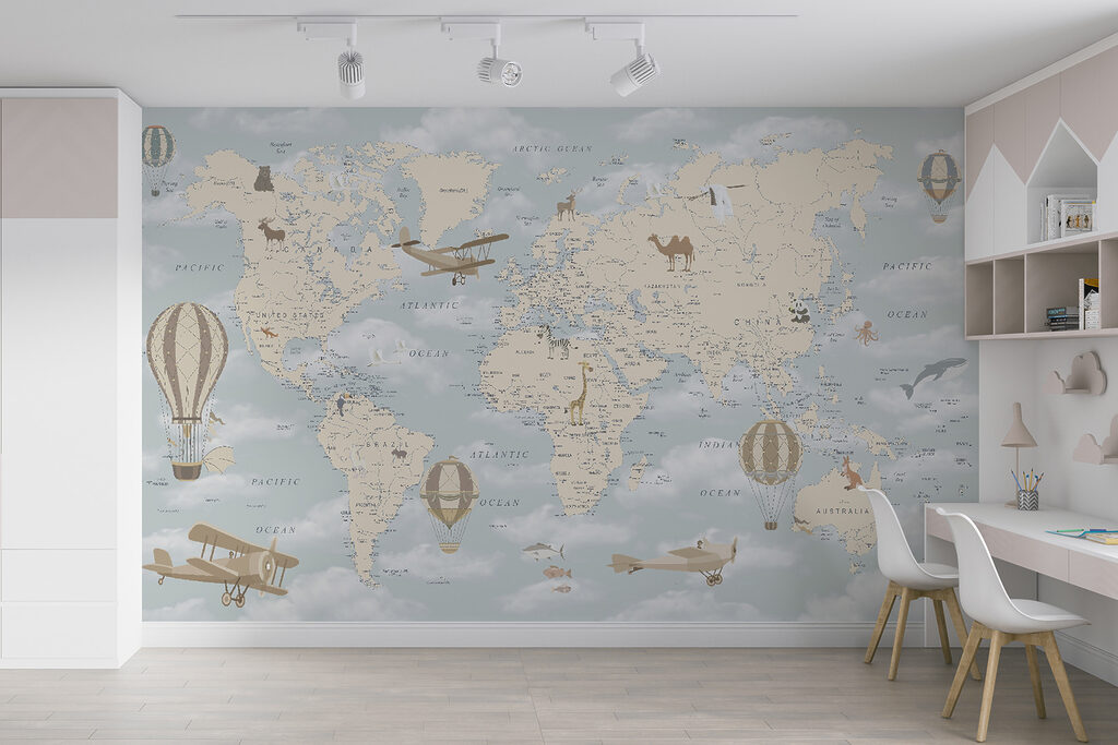 u60135pir3mr 1024x683 - Mappa del mondo con diversi animali e uccelli
