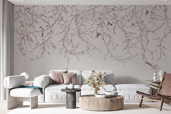 Pittura di uccelli su un ramo d'albero Pittura di uccelli su un ramo d'albero