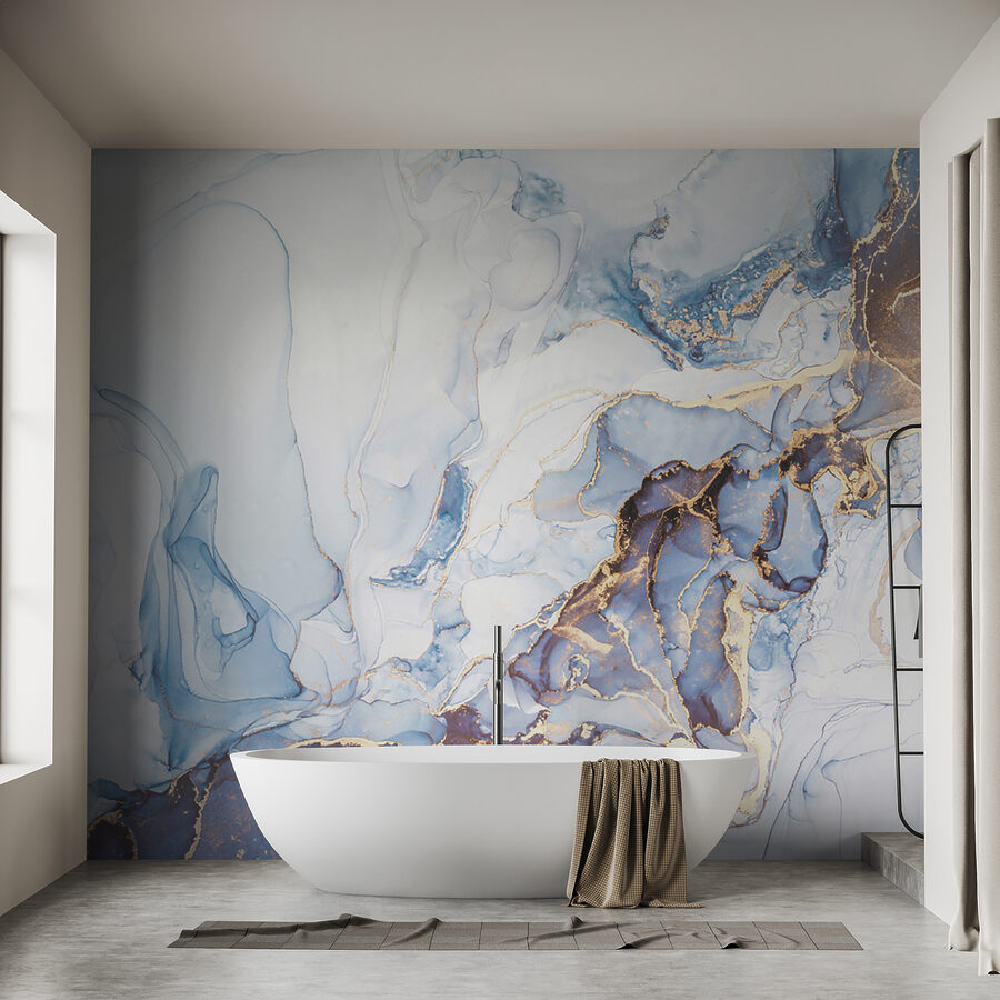 Arte astratta morbida in bianco e blu.