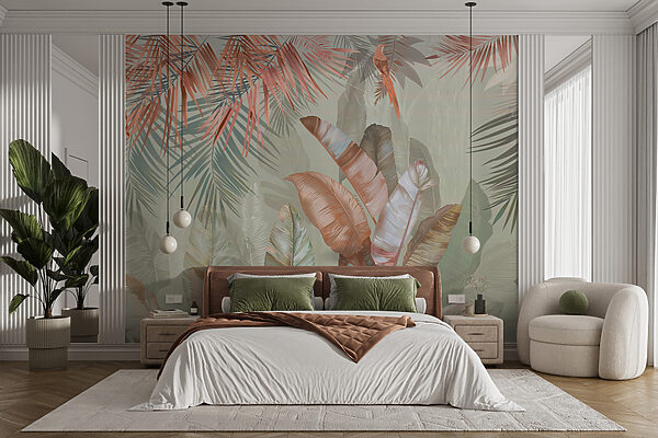 Tropical foliage in soft pastel hues Tropical foliage in soft pastel hues