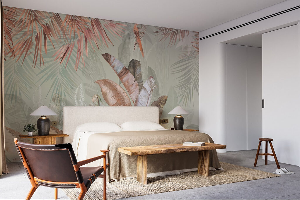 Tropical foliage in soft pastel hues Tropical foliage in soft pastel hues