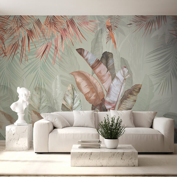 Tropical foliage in soft pastel hues Tropical foliage in soft pastel hues