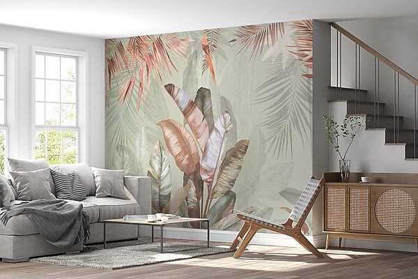 Tropical foliage in soft pastel hues Tropical foliage in soft pastel hues
