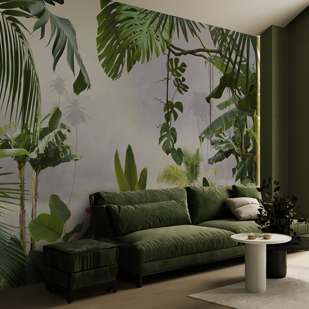 Group of plants with trees and flowers