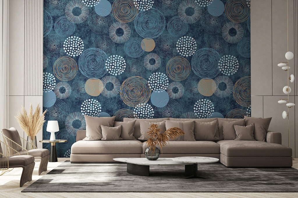 Blue and white pattern with circles