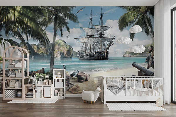 Pittura di una nave su una spiaggia Pittura di una nave su una spiaggia