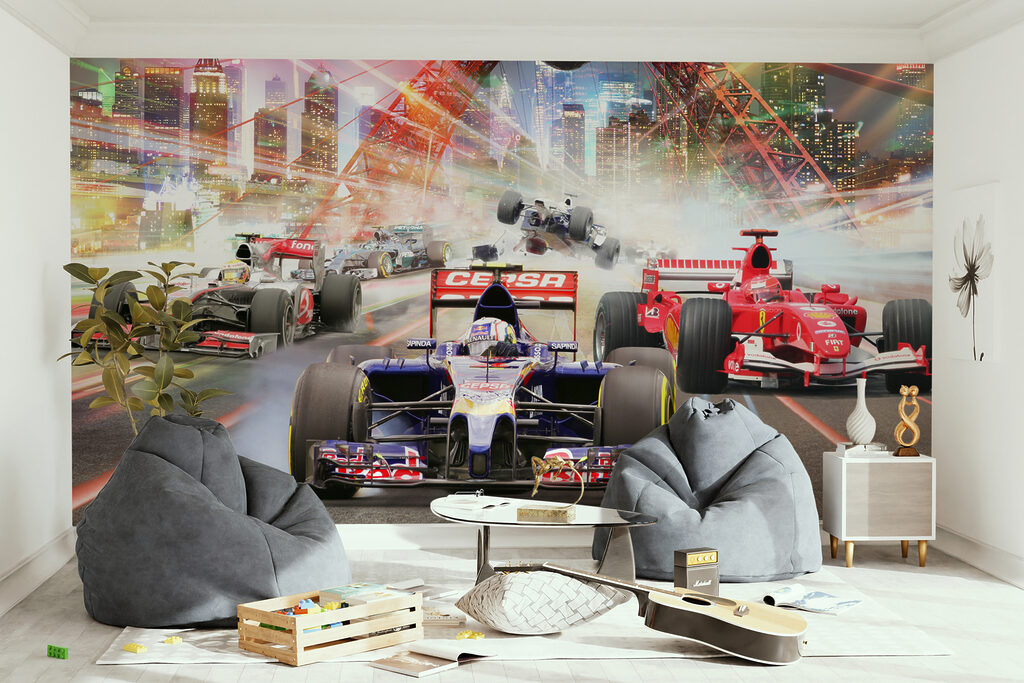 Race car racing on a track