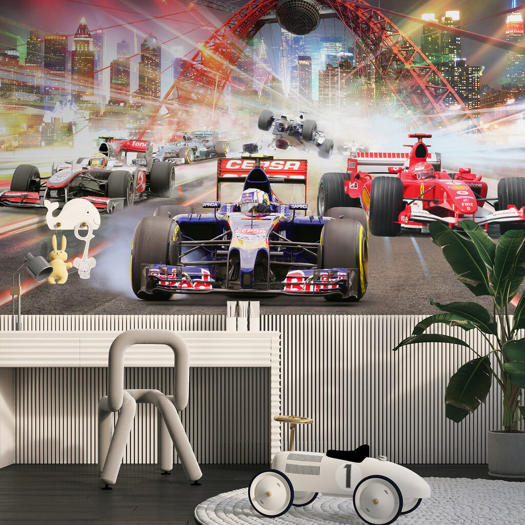 Race car racing on a track