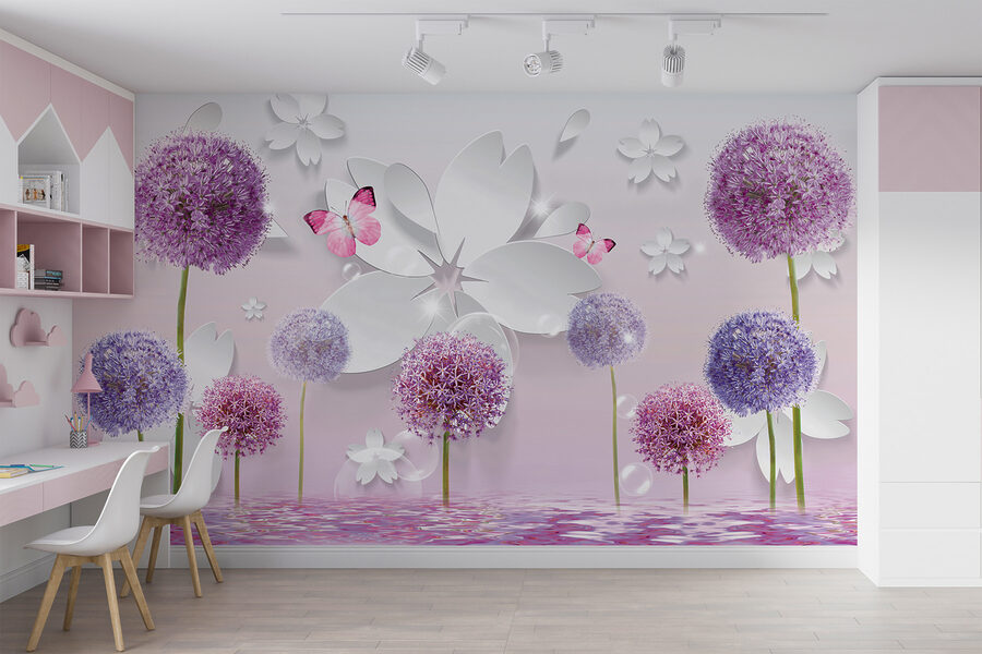 Fiori viola e farfalle Fiori viola e farfalle
